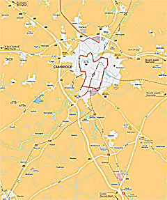 Cambridge environs map